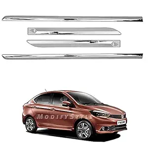 ModifyStyle Side Beading/Side Cladding/Door Garnish/Door Protector Chrome Suitable for Tata Tigor (2017 to Present) (Set of 4pcs)