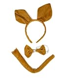 Braun Känguru Stirnband Schleife Schwanz 3-teiliges Kostüm für Kinder Halloween oder Party Gr. One size, braun