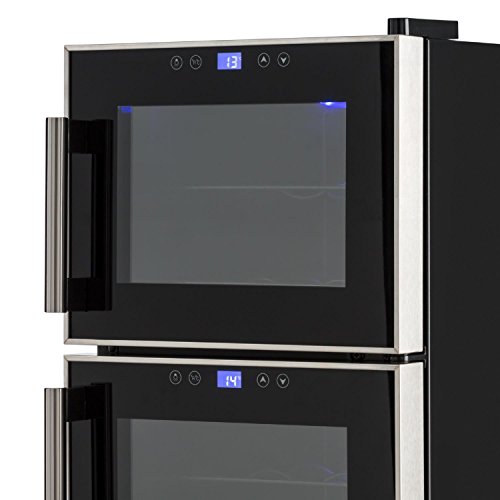 Klarstein Reserva 21 Weinkühlschrank Getränkekühlschrank (2 programmierbare Kühlzonen, 56 Liter, 21 Flaschen, Touch-Bediensektion, LCD-Display, blaue LED-Innenbeleuchtung) schwarz - 4