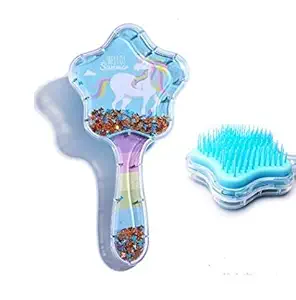 Crazycute Cute & Latest Unicorn Imported Novelty Glittery Star Brush Detangler Paddle Cushion Antistatic Hair Loss Massage Hairbrush 3D Unicorn Kids Hair Brush/Hair Comb (1 Pcs)