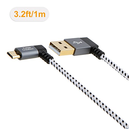 cablecreation links Winkel USB 2.0 A Stecker auf Winkel links Micro USB B männlich Kabel, Micro-USB-Kabel mit vergoldeten und Aluminium Fall, 1 Meter/3.2 ft, Space Grau - 2