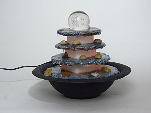 Zimmerbrunnen Terrasse rund Tischbrunnen mit LED farbwechselnd für eine gemütliche, entspannte Atmosphäre, Raumbefeuchter, Brunnen - 6