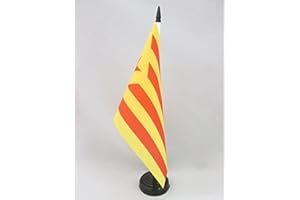 BANDERA de MESA de CATALUÑA ESTELADA VERMILLA 21x14cm - BANDERINA de DESPACHO CATALUNYA INDEPENDENTISTA GROGA 14 x 21 cm - AZ FLAG
