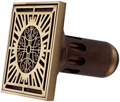 SJQKA floor drain All Copper Floor Drain European Style Carving Insect Proof Anti Overflow Water Antique Shower Floor Drain Stainless Steel Filter Green Copper,B