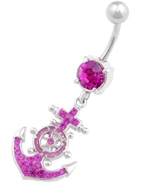 bauchnabelpiercing banane ohrringe Chirurgenstahl mit Swarovski Kristalle Nautische Anker anhänger HABB0