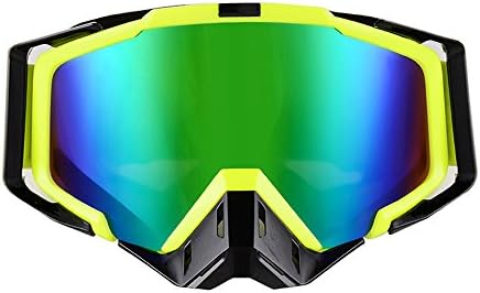 Hottong Motorcycle Motocross Off Road Dirt Bike Racing Safety Helmet Goggles with Screen Filter(LHP001,Yellow)