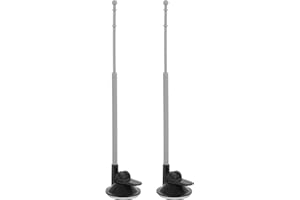 THEAQUE Lot de 2 mâts de drapeau de voiture télescopiques avec ventouse, support de mât de drapeau mural, support de mât de drapeau américain, base pour camping-car, camion, voiture, SUV