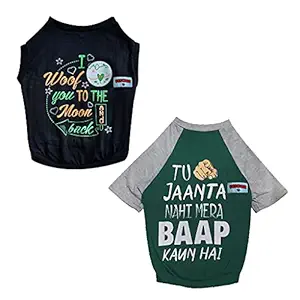 FETCHER Black and Green Premium Dog T-Shirts for Dogs and Cats (Set of 2) (12