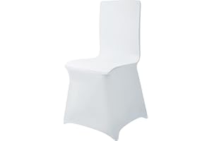 JNGLGO 50er Set Universell Stuhlhussen Stretch Stuhlbezug Stuhlüberzug Abnehmbar Waschbar Stuhlhusse für Party, Hochzeit, Feier, Restaurant (Weiß)