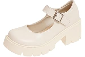 ULALAZA Piattaforma da Donna Mary Janes Scarpe Sweet Toe Caviglia Lolita Piattaforma Gotica Scarpe con décolleté Scarpe con Plateau Grosse Scarpe Eleganti in Pelle Verniciata