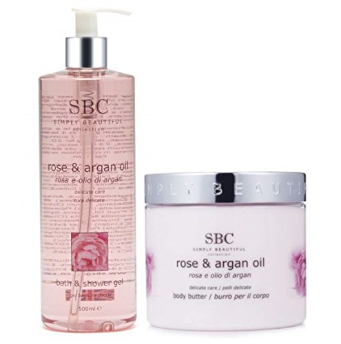 SBC Rose and Argan Oil Duo: Bath & Shower Gel 500ml + Body Butter 450ml