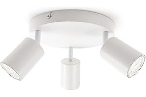 da LIGHT Lampa sufitowa LED, 3-punktowa, obrotowa i wychylna, lampa punktowa GU10 (bez żarówki), lampa sufitowa retro/vintage, 230 V, biała, do salonu, sypialni, kuchni