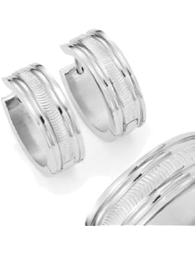 Herren Glänzende Edelstahl Unisex Huggie Reifen Ohrringe Silber Gestreift