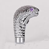  Universal Auto Coche Manual Gear Stick Palanca De Cambio Pomo Palanca de Cambio, Cobra Serpiente Azul ojo LED luz cambio de marchas pomo para transmisión Manual/automática, color cromo azul