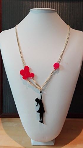 Necklace little girl with balloons, Plexiglass laser cutting.