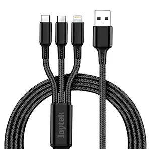 JOYTEK Multifunction USB Charging for Android iPhone and Type C with High Speed Charging, Braided Cable Black (3-Feet)