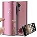 Produktbild Kompatibel mit Huawei Mate 10 Pro Spiegel Hülle Lederhülle Mirror Clear View Standing Hülle Leder + Spiegel Schutzhülle PU Leder Brieftasche Flip Case Cover Wallet Tasche Etui Hülle Huawei Mate 10 Pro