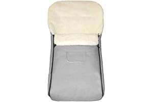 Baby-Joy Fußsack KAI 120cm FILZFREI | Lammwolle/Polyester Thermofußsack Buggy Kinderwagen Schlitten | SUPER-WASH & SUPER-THERM 03 grau