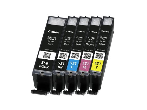 5x Original Tintenpatrone Canon PGI550 / CLI551 für Canon Pixma MG 5450 MG 6350 - BK, PBk, Cy, Ma, Ye -