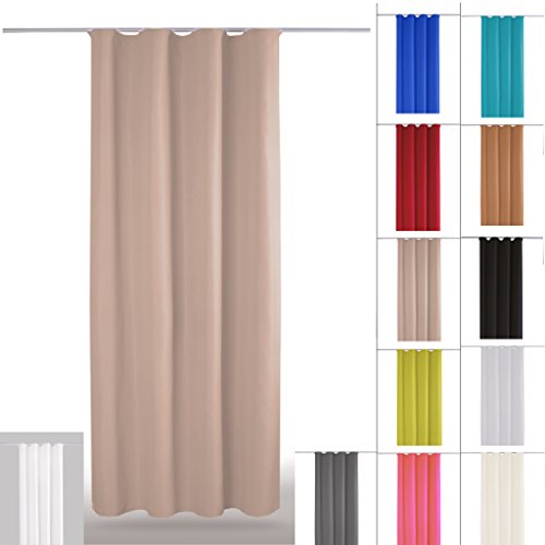 Dekoschal Gardine blickdicht Universalband Kräuselband Microsatin, Auswahl: sandgrau - schlamm 140x245cm