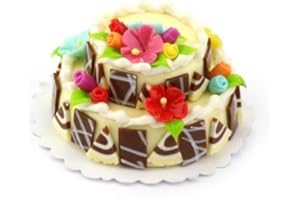 MyTinyWorld Dolls House Two Tier Marzipan Flower Cake