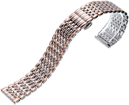 20mm Unisex Silver-Rosegold Stainless Steel WatchStraps Watch Band Watch Strap with Stainless Buckle