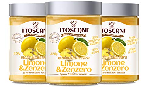 Marmellata extra di Limone e Zenzero 3 confezioni da 320 g - i Toscani. Senza GLUTINE, senza CONSERVANTI aggiunti, italia