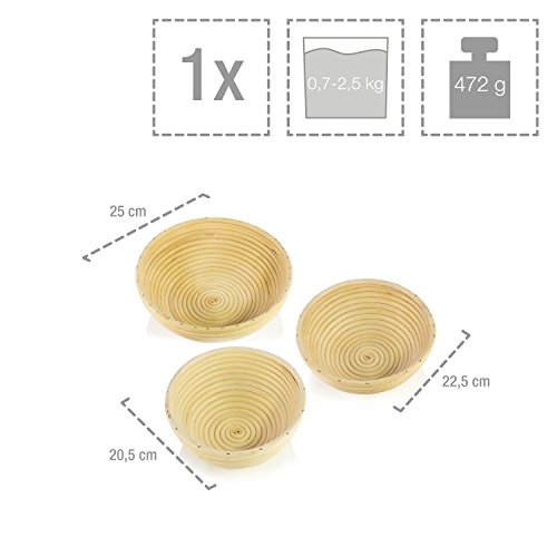 Gärkörbchen Set aus Rattan 3-tlg. Peddigrohr Rund Gärkorb Gärkörbe Brotteig Korb - 3