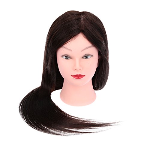Anself Professional 27" Dummy Head Hairdressing Training Head Model Clamp Dark Brown Hair