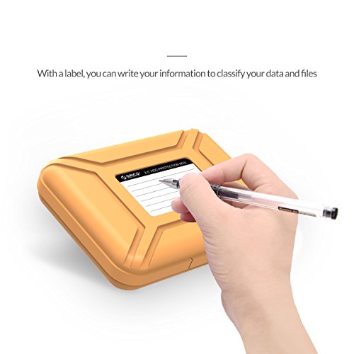 ORICO Festplattentasche Schutztasche Schutzbox (3.5″, Orange) – Aufbewahrungstasche für 3,5 Zoll Festplatten Western Digital WD Seagate Toshiba Samsung Intenso - 3