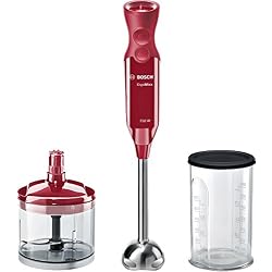 Bosch msm67120r ergoMixx - Mixeur plongeant, 750 W, régulateur de vitesse et fonction turbo, coupole avec quatre lames, avec hachoir et bol de mixage, couleur rouge bordeaux