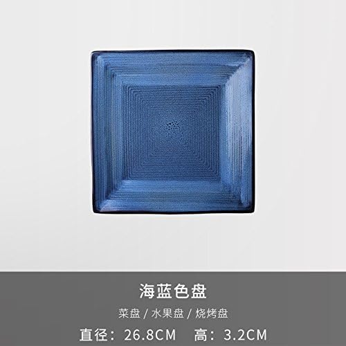 Parendory Vintage Ceramic Disc Disc Disc Disc Western-Style Food Steak Creative Fruit Dish Large Microwave Stove Tableware Tray,Blue Peacock