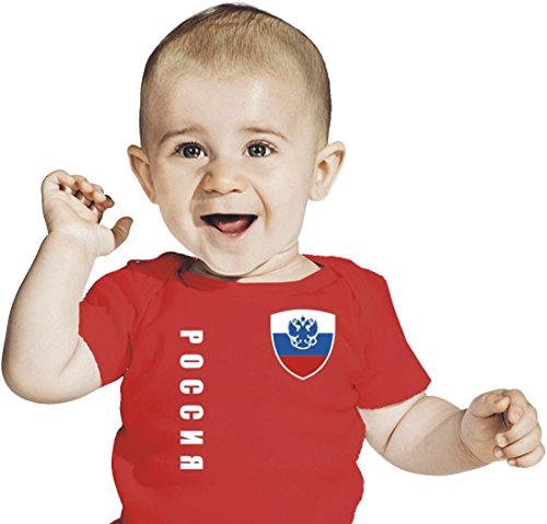 Russland BABY T-Shirt – Trikot Look – EM 2016 rot Gr. 68-86 (56/62)