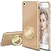 Produktbild Homikon Silikon Hülle Ultra Dünn Schutzhülle mit Ring 360 Grad Ständer Glänzend Diamant Glitzer TPU Weiche Handyhülle Stoßfeste TPU Bumper Schale Tasche Kompatibel mit iPhone SE/5S/5 - Gold