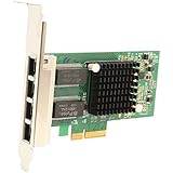 IOCrest SY-PEX24045 4 Port 10/100/1000 BASE-T LAN Gigabit Ethernet PCI-Express x4 Network Interface Controller Card NIC Intel Chipset - Green