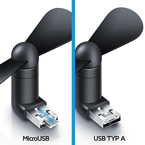 CSL – USB / micro USB Ventilator für Smartphone | für Handy, Smartphone, Powerbank etc. mit USB / micro USB anschluss | portabel & kompakt | schwarz - 4