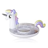 Hermoso y elegante diseño de verano: impresionante conjunto de flotadores gigantes de unicornio con un diseño hermosamente detallado, un increíble y lleno de confeti, un enorme anillo de piscina inflable, ideal para niñas, niños, hombres y mujeres.