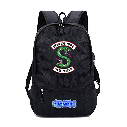 SALMOPHY Riverdale South Side Casual Mochila con cremallera para hombres y mujeres Camuflaje Bolsas de viaje de lona Bolsas multifuncionales de carga USB (1)