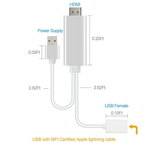 HDMI Adapterkabel, HOUSON AV HDMI TV HDTV Kabel Adapter HD Mirroring Kabel USB Ladekabel Anschluss HDMI Streaming Dongle Audio Video Converter High Definition 1080p Plug & Play kompatibel NUR mit iPhone 5s,SE 5 5c, 6 6 Plus,6s 6s Plus,7 7 Plus; iPad,iPad mini,mini 2,mini 3,mini 4,Air,Air 2,iPad Pro;iPod Touch 5th 6th Generation - 3