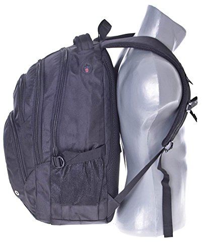 City Rucksack Schule Arbeit & Freizeit Bag Schulrucksack Sportrucksack Backpack Laptoprucksack Laptopfach 17″ – schwarz (HN49031) - 8