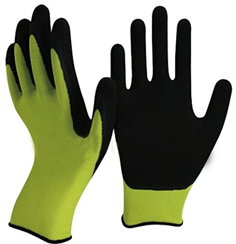 Preisvergleich Produktbild Gartenhandschuhe, Grün und Schwarz Spezieller Schaumstofflatex auf der Handfläche und Fingerspitzen für maximale Geschicklichkeit, Haltbarkeit, Komfort und Griffigkeit. L EU 10