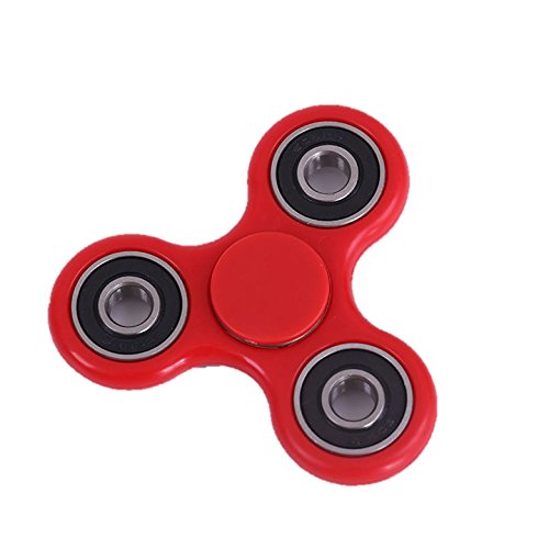 Fidget Spinner Tri-Spinner Brass Toy Hand Bar Anti-Stress Autism Children Adult (Red / Black)