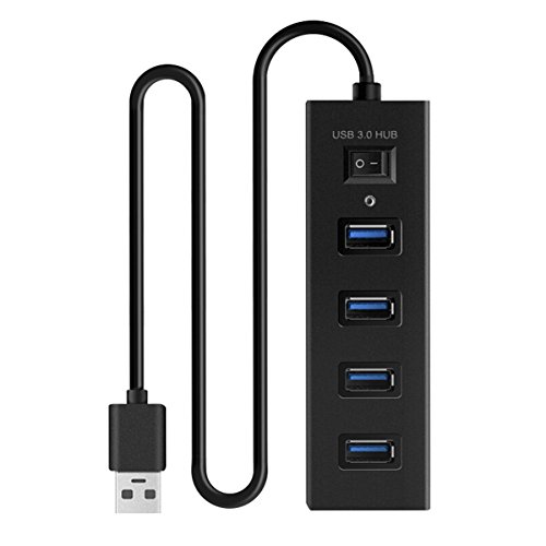 Usb Hub Super Speed 4 Port USB 3.0 Hub Extra Leicht Verteiler bis zu 5Gbs für Apple MacBook,Windows Laptops und Ultrabooks,Tablet-PC und Smartphone(Schwarz )