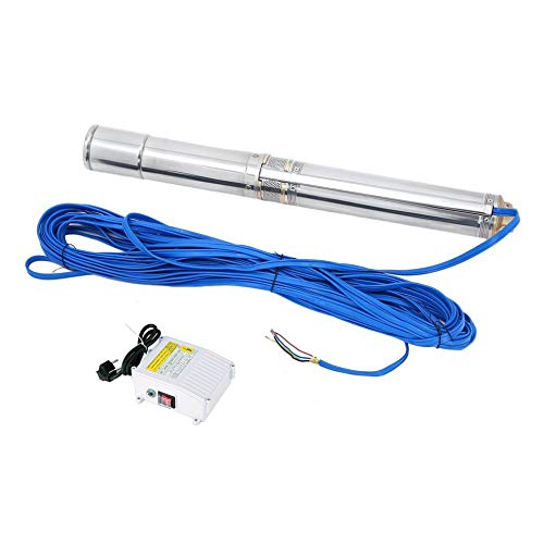 Preisvergleich Produktbild 4" Edelstahl Tiefbrunnenpumpe Tauchpumpe 220V 1.5HP Submersible Pump Tiefbohrpumpe mit 30m kabel (7.2bar, 1KW 1000 W, max. 9.0m / h)