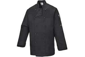 PORTWEST C834 - Somerset Kochjacke, 1 Stück, L, Schwarz, C834BKRL