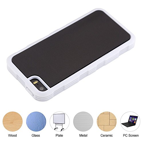 PRUNUS carcasa para tel  fono  para iPhone 5 5s SE  Blanc  adhesiva antigravedad manos libres selfi  ideal para cocinar  maquillarse  lavarse los dientes  usar en el cuarto de aseo regalar una pel  cula de vidrio templado