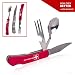 Produktbild TopSpirit® Camping Tool Switzerland 3 in 1 Multi Tool Löffel Gabel Messer Campingbesteck - Multitool Campingzubehör 9.5 cm - rot
