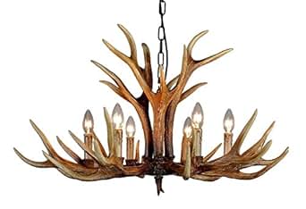 EFFORT INC Antlers Vintage-Stil Harz 6 Licht Kronleuchter