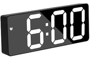 Alarm TSV Clock Mirror LED Display Digital Clock with Temperature, Snooze, Adjustable Calendar,USB Port Night Light