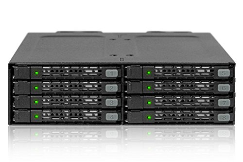 Icy Dock ToughArmor MB998SP-B – Backplane-Modul für 8x 2,5 Zoll (6,4cm) SATA SSD/HDD in 1x 5,25 Zoll (13,3cm) – Vollmetall – Schwarz - 3